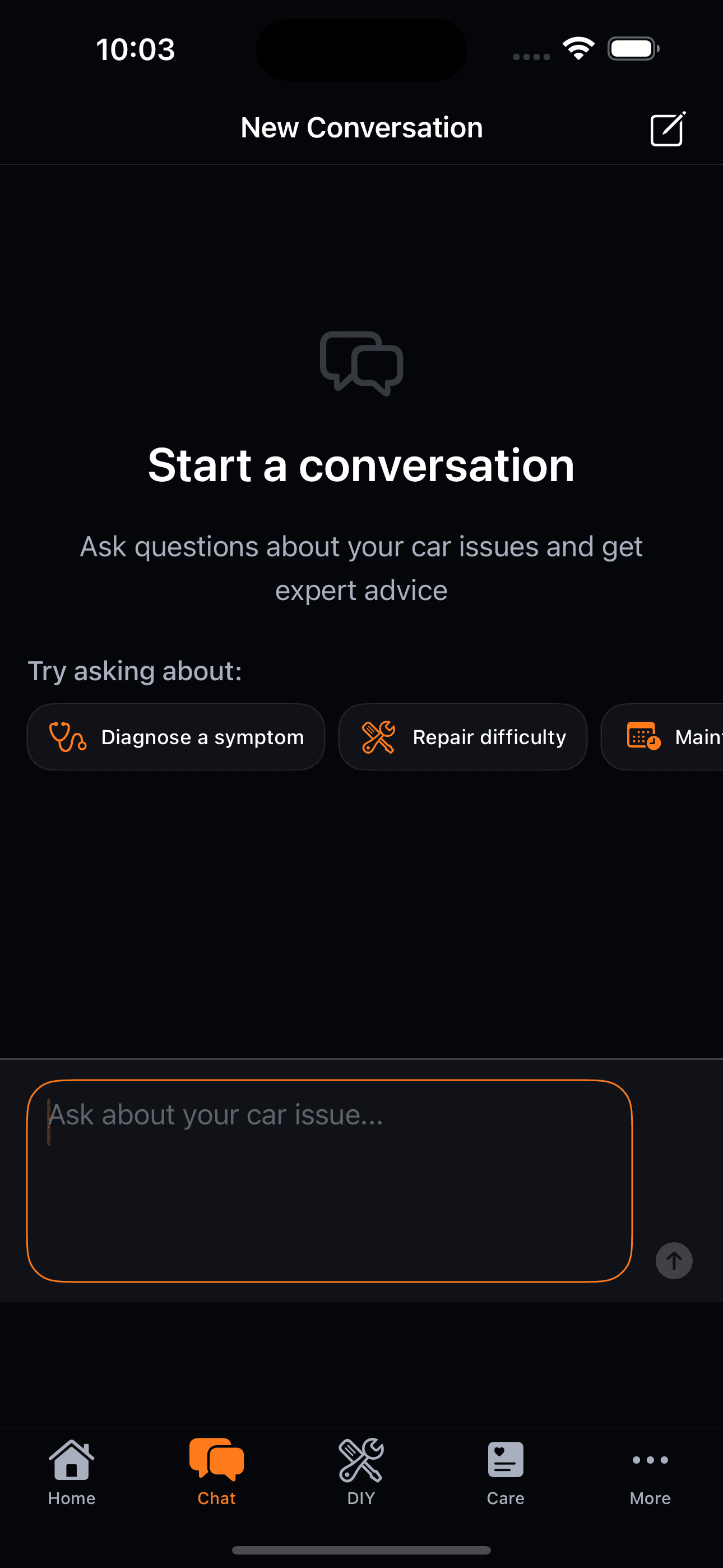AI chat thread with follow-up questions about a diagnosis.